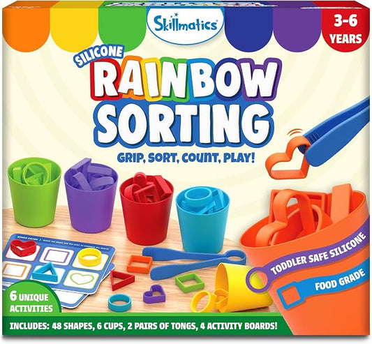 Skillmatics Silicone Rainbow Sorting Game – Learning & Educational Toy | Matching, Counting & Sequencing, Color Recognition, Fine Motor Skills, Gift for Toddlers, Boys and Girls Ages 3, 4, 5, 6