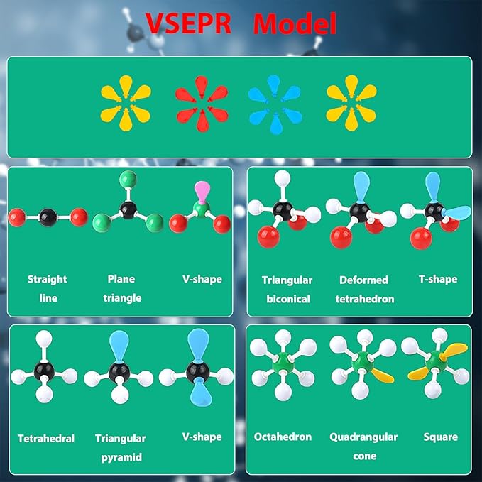EXBEPE Chemistry Molecular Model Kit 452pc with C60,Educational Science Set Learning Chemistry Atoms,Bonds and Structures Teaching Aids School Supplies