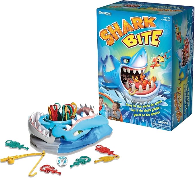 Shark Bite -- Roll the Die and Fish for Colorful Sea Creatures Before the Shark Bites Game! by Pressman Blue Sky, 5"