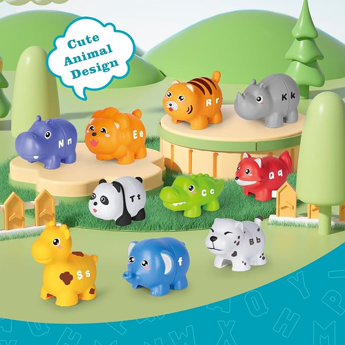Animal Alphabet Learning Toys for Toddlers Kids 3-5, 10 Unique Animals | 26 Colorful Alphabet Animals | Child-Friendly Design | Learning Feels Like Play | Fine Motor Toys | Perfect Toddler Gift
