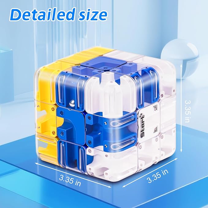 Large 3D Labyrinth Cube Puzzle for Kids 5-8 8-12, Engaging Brain Teaser Toy,Color-Match Game,Education Sensory Toys,3D Maze Cube,Birthday Gift for Kids Adults 5 6 7 8 9+ Years Old Boys (Blue)