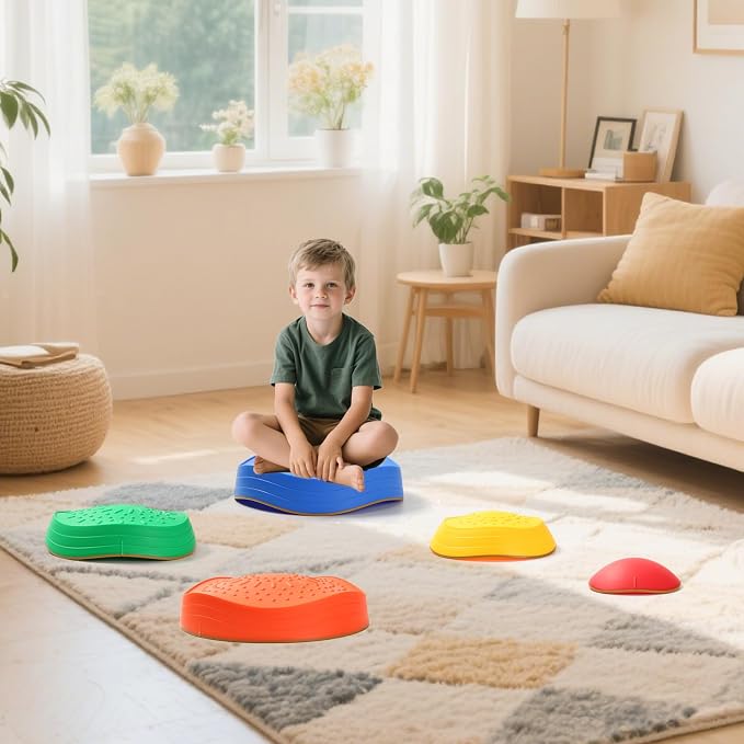 Fanboxk Stepping Stones for Kids,Non-Slip Toddler Sensory Toy | Sensory Balance Stepping Stones for Promoting Toddler Balance Coordination Skills,Up to 220 LBS for Indoors or Outdoors Play