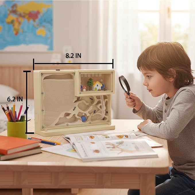 Sand Ant Farm Castle for Kids,Live Ant Habitat Kit with Nutrient Sand - Interactive Ant Colony Observation Terrarium STEM Educational Science Kit for Adults, Students (Yellow)