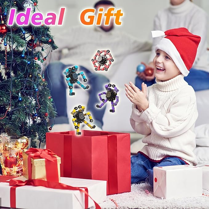 Transformable Fidget Spinners Toys 4 Pcs for Kids and Adults Stress Relief Sensory Toys for Boys and Girls Age 8-13 Fingertip Gyros Party Favors Birthday Gifts for Teens Road Trip Travel Toy