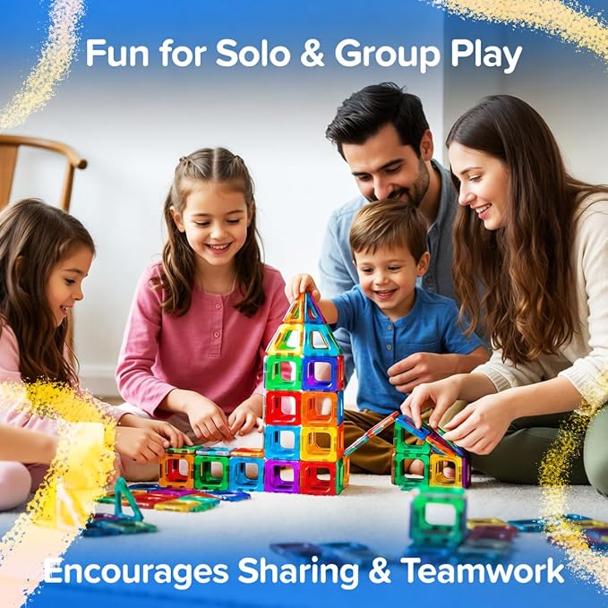 Magnetic Tiles 120 PCS Building Blocks for Kids – STEM Construction Toy Set, Creative Educational Magnetic Building Tiles, Montessori Gift for Boys & Girls Ages 3 to 12