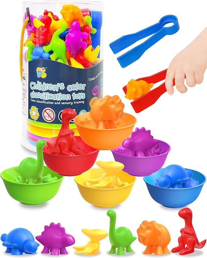 48 Pcs Counting Dinosaurs Toys for Kids 3-5, 4-8, Montessori Learning Toys | Montessori Toys for 3 Year Old, Toddler Sensory Toy, Counting Bears, Preschool Educational Toy for Boys Girls, Birthday Gifts