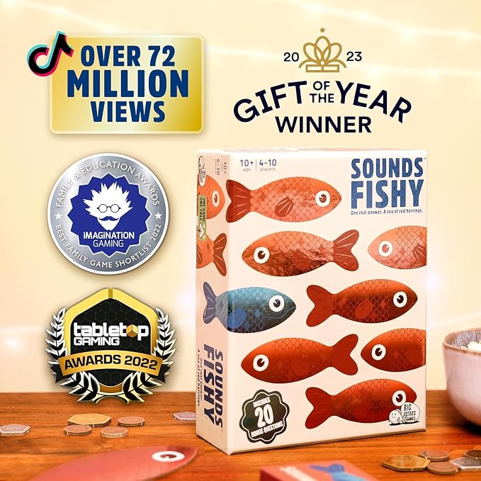 Sounds Fishy: Fake Answers to Wild Trivia Questions Party Game, Age 10+ | Bluffing Beats Brains, Different Every Time, Know It or Make It Up, Ages 8+, Fun for Kids & Adults, Great for Cookouts
