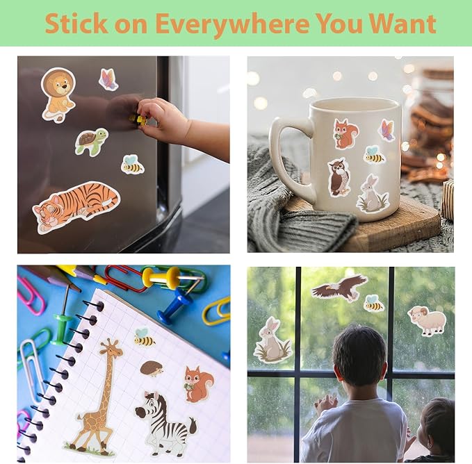 Jelly Sticker Books for Toddlers 2-4 Years, Reusable Sticker Book for Kids 1-3, Toddler Easter Basket Stuffers＆Travel Essentials Animals Stickers for Kids Toddler Plane Activities (Animals)