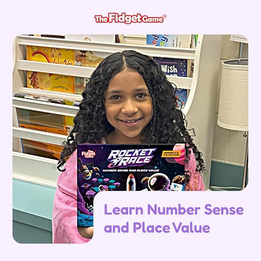 The Fidget Game Rocket Race - Math Board Game for Kids Ages 5-8 Grades K-2 | Build Foundational Skills in Number Sense, Comparing, and Place Value, Classroom Must Have