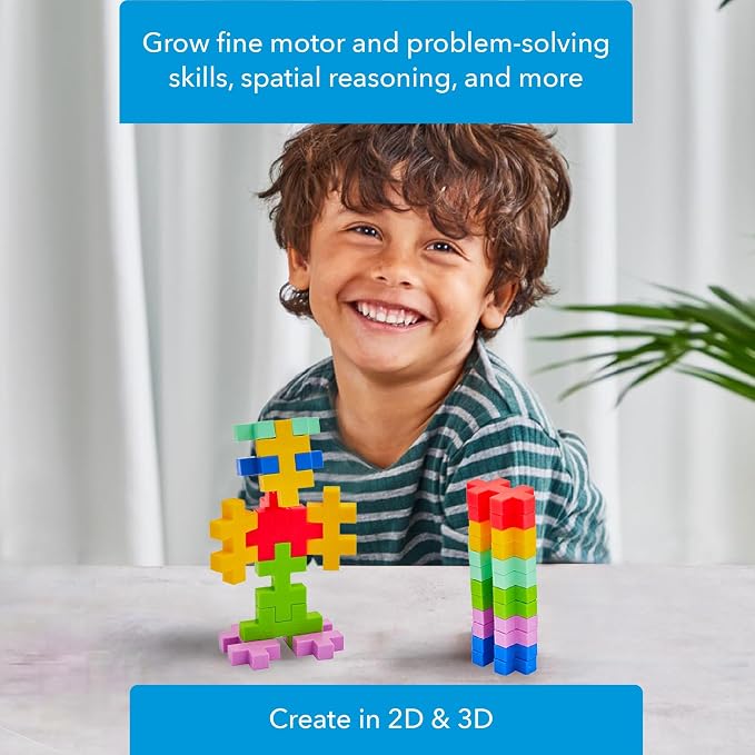 PLUS PLUS Big 15 Piece Tropical Mix - Large Building Blocks for Toddlers | Quiet Stem Toys for Toddlers, Prek Classroom Essentials, Waffle Blocks Jumbo, Stem Bins for Classroom, Sensory Bins