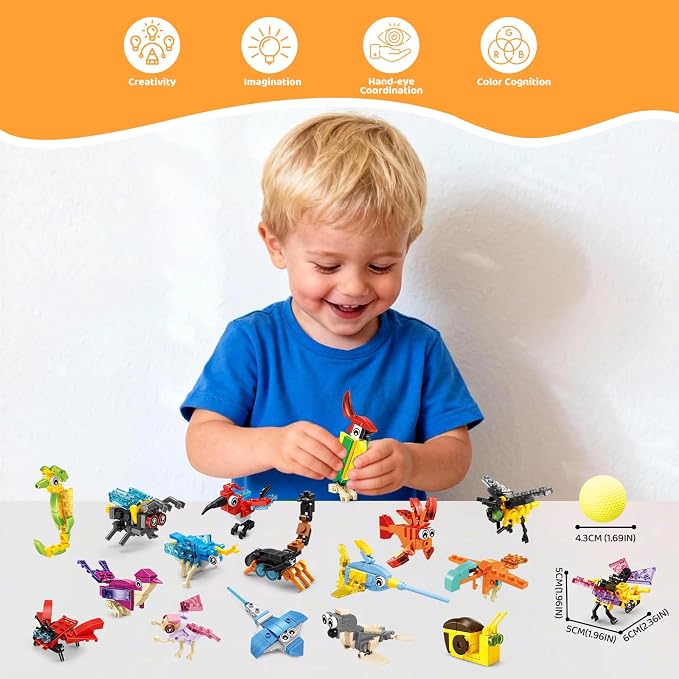 Mini Building Blocks Sets Party Favors for Kids 4-8, 36 Packs | Small Animal Building Block Sets, Treasure Box Prizes, Pinata Stuffers for Kids, Prize Kids Classroom, Goodie Bag Stuffers
