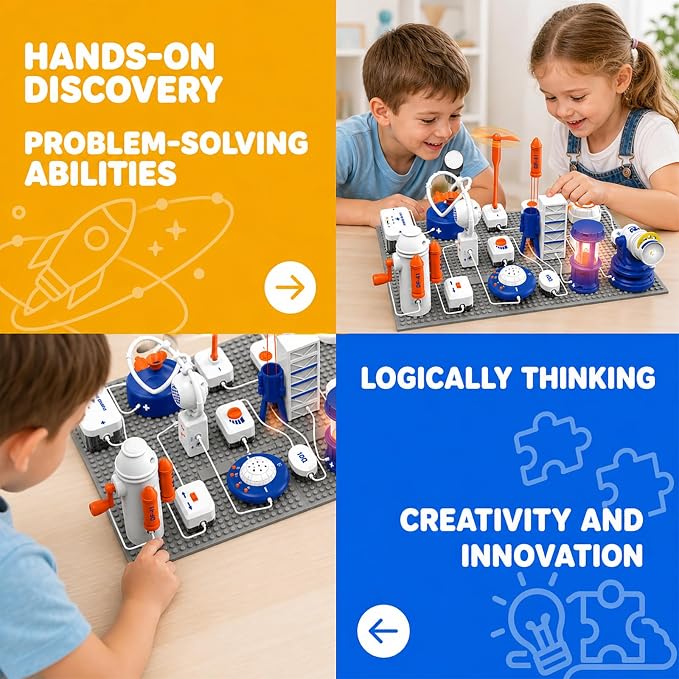 STEM Science Kit for Kids - 66 Pcs Electronics Exploration Kit with 1200+ Circuit Projects & 2 Extra 4-Head Wires, Snap Circuits Building Toy, STEM Gift for Boys Girls Ages 3-12