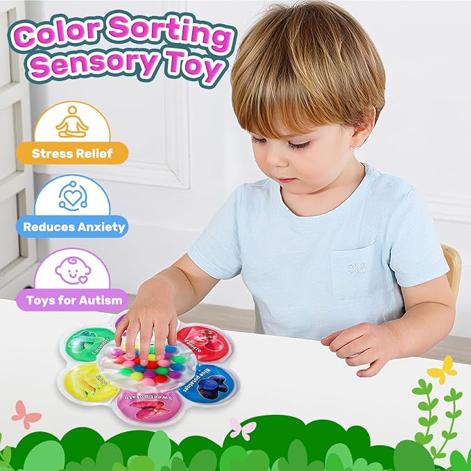 Limpskys Color Sorting Sensory Toys, Sensory Toys for Toddlers, Sensory Calming Tools for Kids, Quiet Fidget,Color Matching Game (Multicolor- Vegetable)