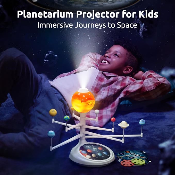 Science Can Solar System for Kids, Interactive Talking Solar System Model | HD Space Projector w/ 8 Planets, Bilingual EN/FR, Knowledge & Quiz Mode, STEM Space Toys Gifts for 6 7 8 9 10 Years Old Boys