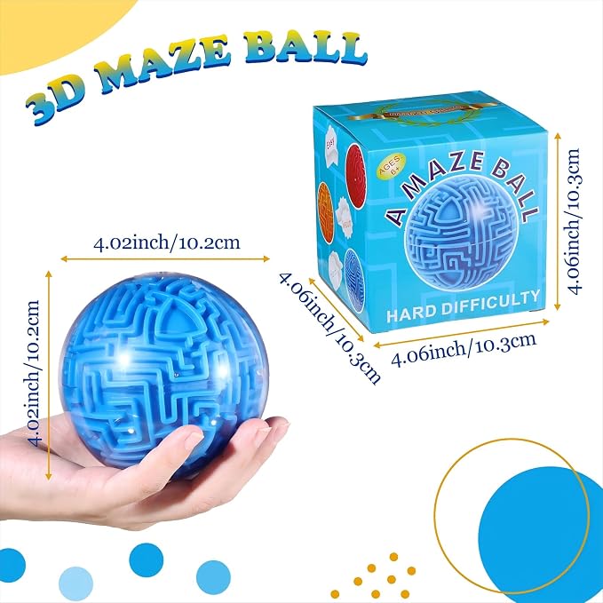 Sratte 3D Maze Ball - Gravity-Based Brain Teaser Puzzle Game Toy for Kids Teens Adults, Back to School Screen-Free Travel STEM Toy for Road Trips, Hard Challenge Birthday Gifts