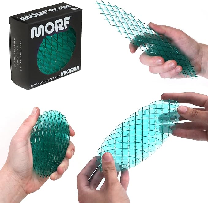 Morf Worm 3D Sensory Figgy Fidget Toy, Cyan, Small | Quiet Fidget Toy: Sensory Figgy toy for focus and stress relief; satisfying tactile play for classrooms, desks, and travel