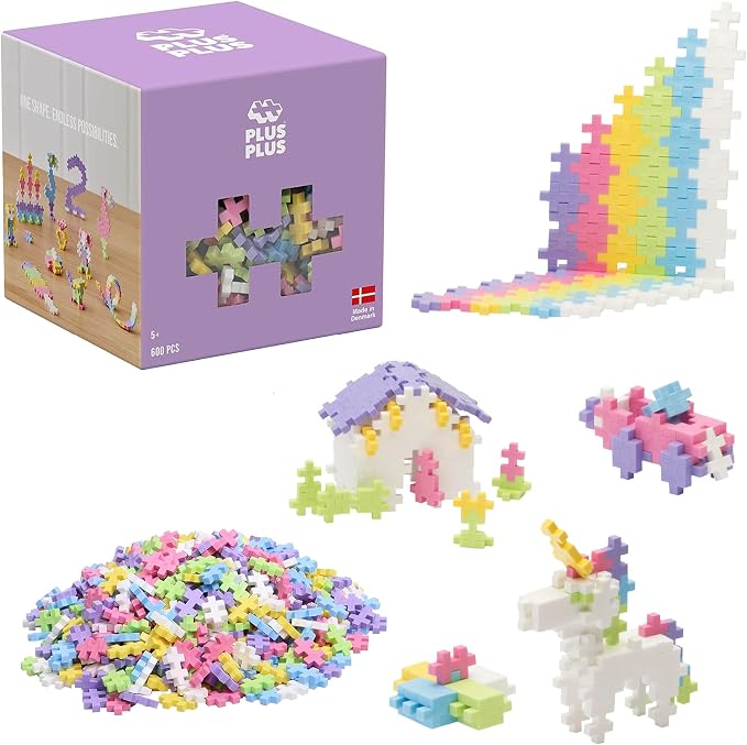 PLUS PLUS 600 Piece Pastel Mix - Mini Waffle Blocks, Classroom Must Haves | STEM Toys, Sensory Bin Filler, Autistic Kids Must Haves, Gifts for Boys & Girls, Christmas Stocking Stuffers for Kids