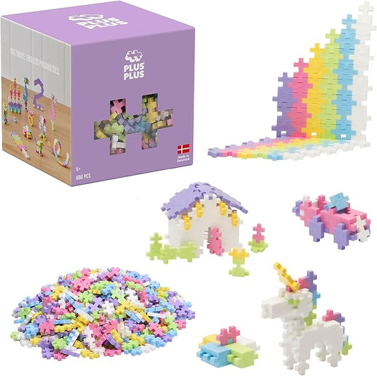 PLUS PLUS 600 Piece Pastel Mix - Mini Waffle Blocks, Classroom Must Haves | STEM Toys, Sensory Bin Filler, Autistic Kids Must Haves, Gifts for Boys & Girls, Christmas Stocking Stuffers for Kids