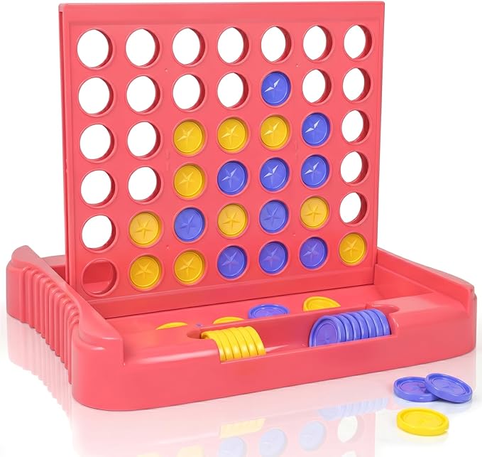 Pup Go 4 in a Row Game, Connect & Win Four in a Row Board Game, Portable 2-Player Strategy Games for Travel, Gift for Girl Age 3 4 5 6 7 8-12, Family Games Foldable Design with 6 Spare Discs Pink | Portable 2-Player Strategy Game for Road Trip, Gift fo...