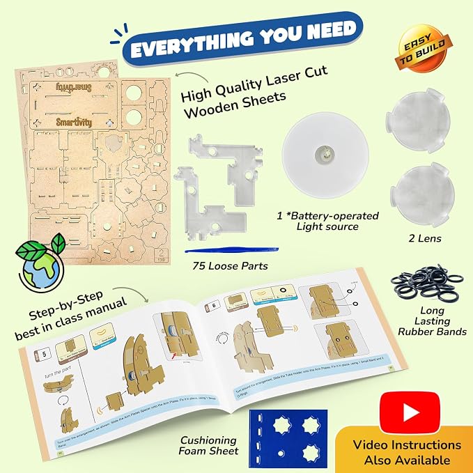 Smartivity DIY Microscope 100x Zoom STEM Toy for Kids 8-14 | Real Working Microscope | STEM Science Kit for Students | Birthday Gift for Boys & Girls Ages 8-14 Years