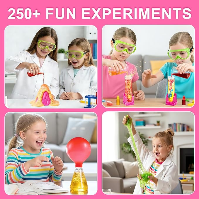 Girls Science Kit for Kids 250+Science Experiments Stem Toy Learning | Science Experiments, Stem Toy Learning, Educational , Chemistry Set, Crystal Growing, Volcano Science Kit for Kids 8t-12t