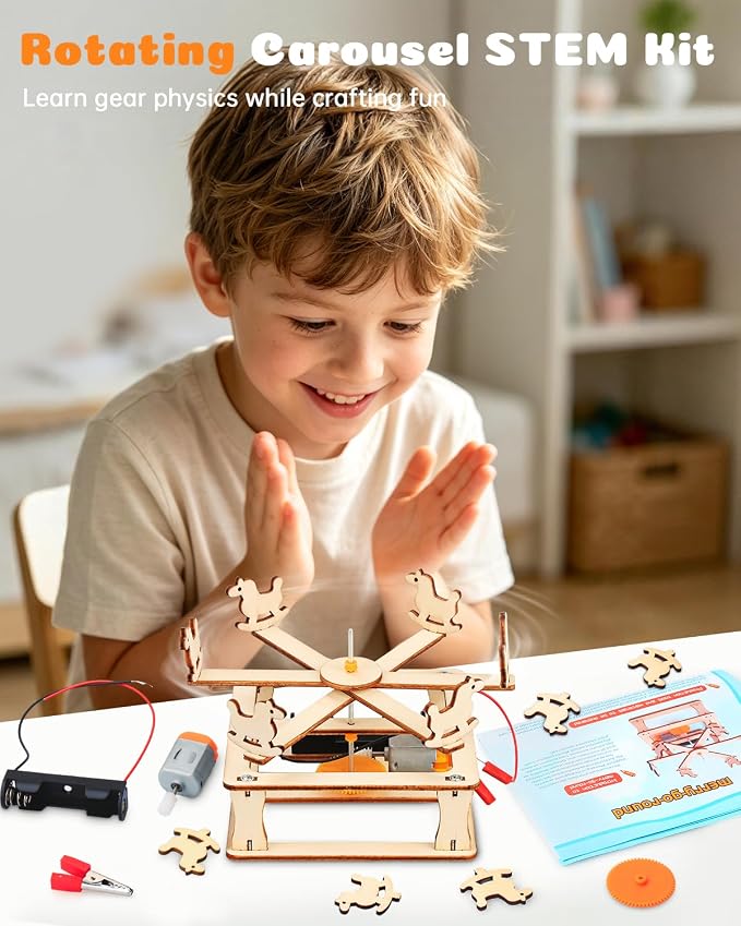 Poraxy 4 in 1 STEM Kits for Kids Age 8-10, Science Kits Building Projects for Kids, STEM Toys for Boys Girls Age 8-13, 3D Puzzles Educational Craft 8-12, Birthday Gifts for 6 7 9 10 11 12 13 Year Old