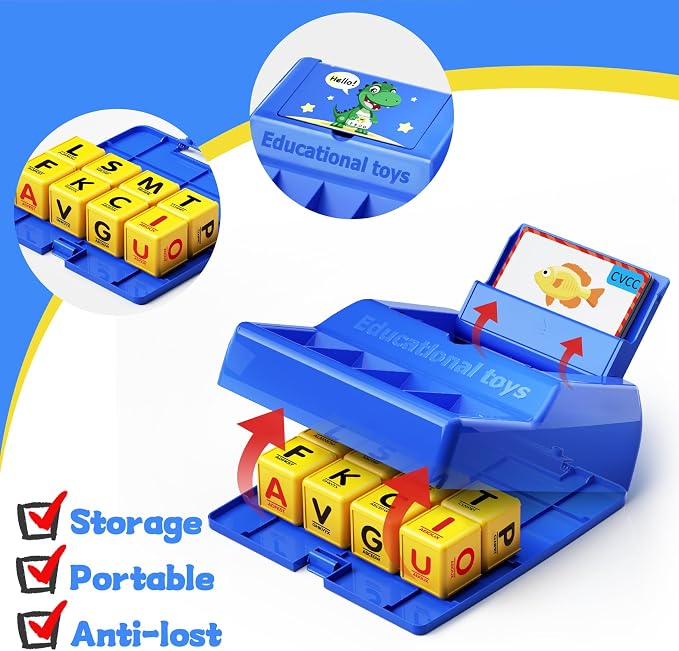 Montessori Matching Letter Game Toys for 3 4 5 Year Old Boy Girl Gifts Kids | Early Educational Learning Spelling Toys for Toddler, Preschool, Bigger Size, Storage Function, Christmas Birthday Gifts