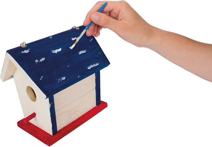 Beetle & Bee Bird House Kit for Kids, Build A Wooden DIY Outdoor Craft Set | Birdhouse Kits For Kids To Build, Paint Your Own Wooden Bird House Craft With 4 Colors, Brush, Glue, 7 Pieces, Chain, Ages 5+