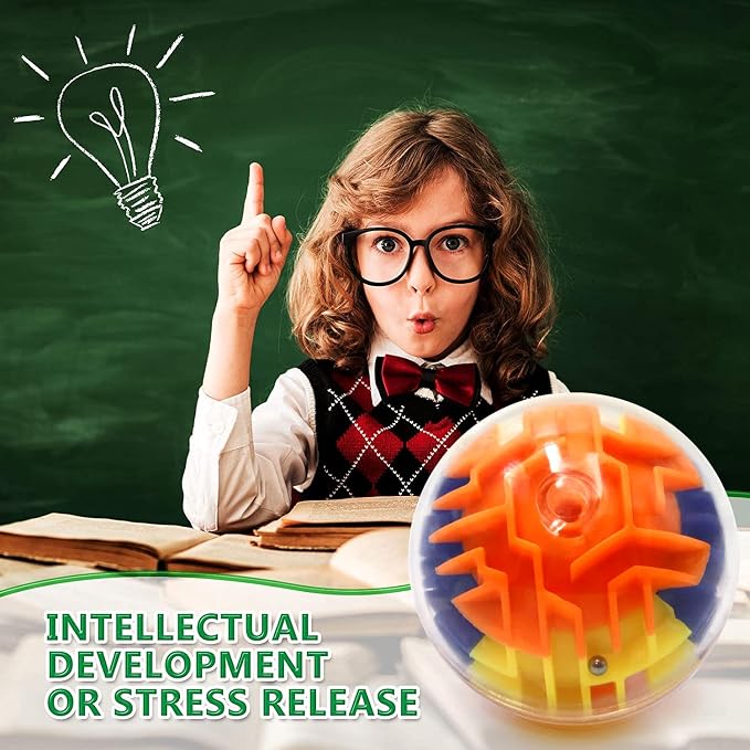 12 Pieces Maze Ball 3D Maze Puzzle Brain Teasers Games,Mini Gravity 3D Maze Ball Hard Challenges Game Lover,Training Labyrinth Toys Gifts for Students Teens Adults, Kids Educational Toy