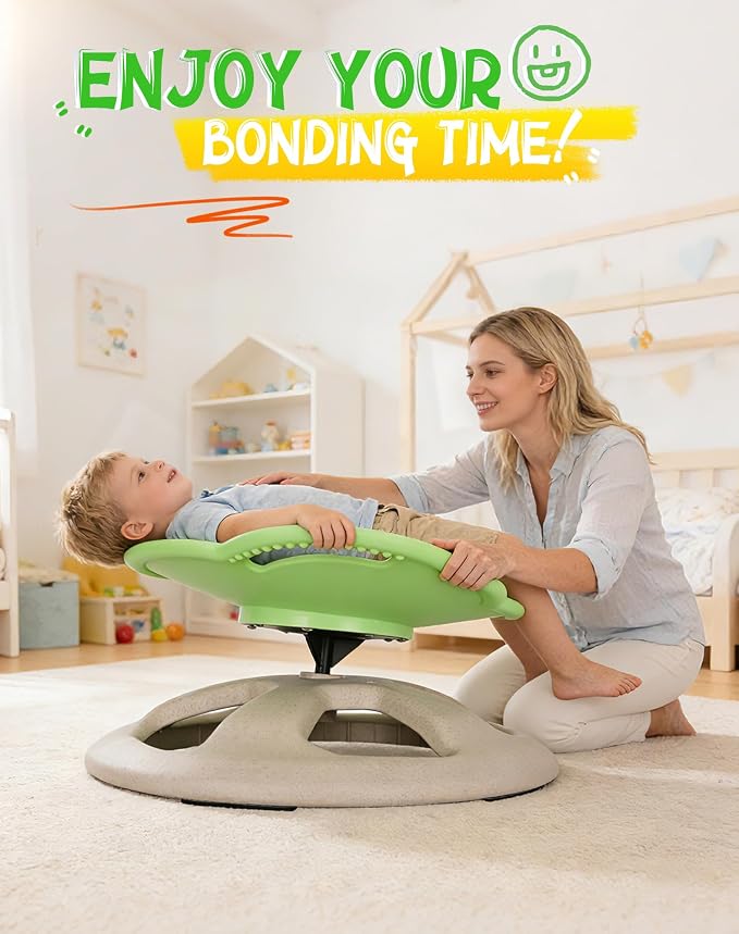 FERUERW Spinning Chair for Autistic Kids with Handle, Sensory Products | Sensory Toy Gifts for Children with ADHD/Autism, 220LBS Capacity, Training Body Coordination, 3+ Years (Light Green)