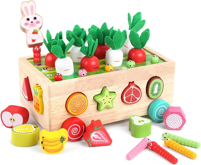Toddlers Montessori Wooden Educational Toys for Boys Girls Age 1-3 Year Old | Shape Sorting Toys 1st One First Birthday Girl Gifts for Baby Kids 1 2 3, Wood Preschool Learning Fine Motor Skills Game