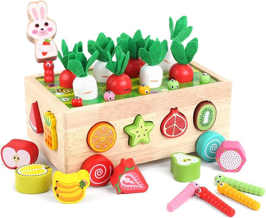 Toddlers Montessori Wooden Educational Toys for Boys Girls Age 1-3 Year Old | Shape Sorting Toys 1st One First Birthday Girl Gifts for Baby Kids 1 2 3, Wood Preschool Learning Fine Motor Skills Game