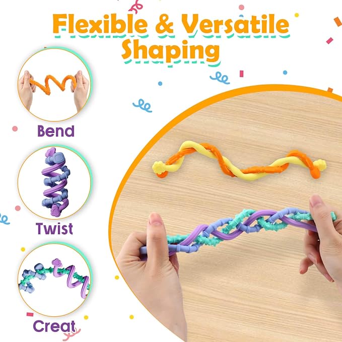 6 Pack Sensory Sticks Fidget Toys for Kids Adults, Anxiety Relief | Silicone Textured, Calming Sensory Toys, Kids With Autism, Classroom & Travel, Stocking Stuffers for Teen Girls Boys Kids