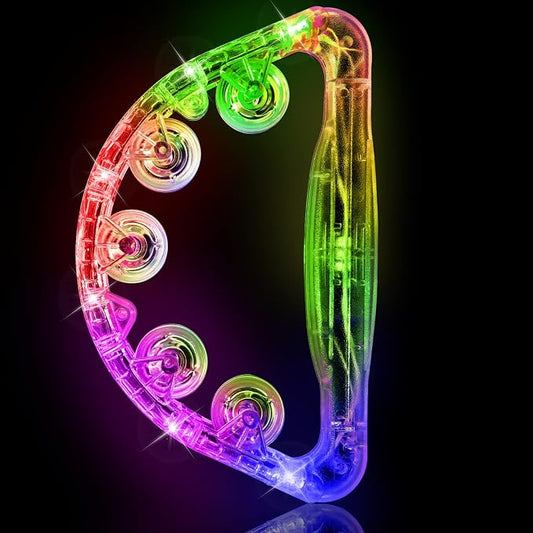 Aywewii LED Tambourine Light Up Musical Sensory Toys for Kids with Autism | 3 Flashing Modes (Fast, Slow & Alternating), Special Needs Must Haves, Toddler Instruments, Birthday Gifts for Boys & Girls