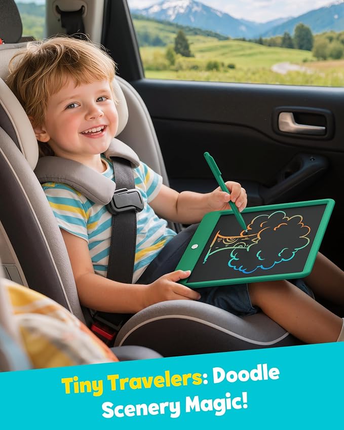 12 Inch LCD Writing Tablet for Kids, Coloring Drawing Pad, Mess Free Doodle Board, Airplane Travel Toys for Boys and Toddlers, Road Trip Essentials, Gifts for 3-8 Year Old Girls(DarkGreen)