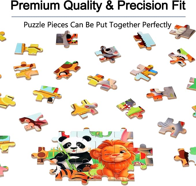 LELEMON Puzzles for Kids Ages 4-6,Zoo 60 Piece Puzzles for Kids Ages 6-8 in a Metal Box,Children Jigsaw Puzzles Kids Puzzles,Educational Learning Puzzle Toys for Girls and Boys