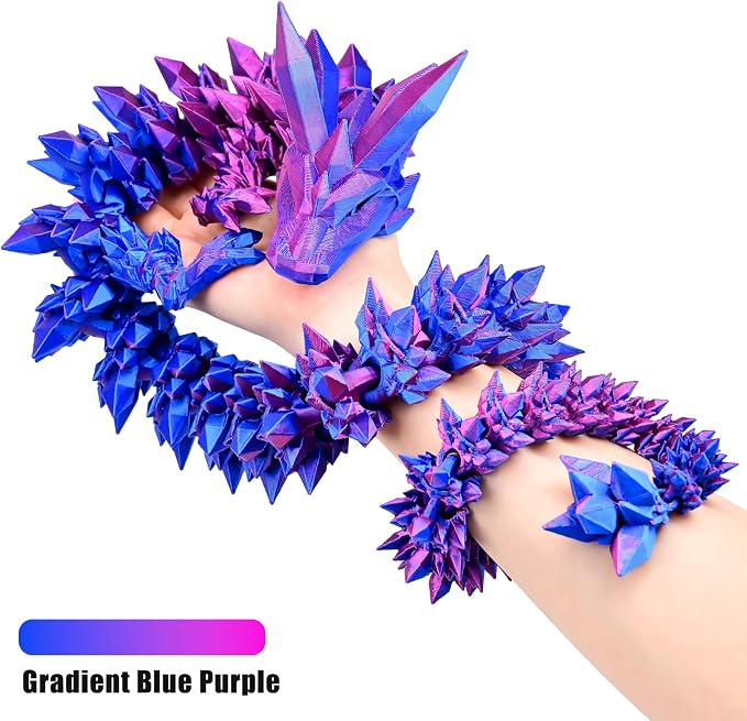 30 Inch Large 3D Printed Dragon 76cm Long Fidget Toy Gift Decor | Flexible Giant Articulated Dragon Toy, Home Desk Decoration, Birthdays Christmas Gift for Kids Boys Girls Adults, Red Blue