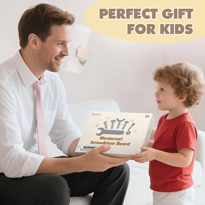 Vanplay Montessori Busy Board Toys for 3 4 5 Year Olds Boy Birthday Gifts | Screwdriver Board Set with Lock and Key, Wooden Kid Tool Set, Educational Learning Toys for Kids 3-6, Focus & Coordination