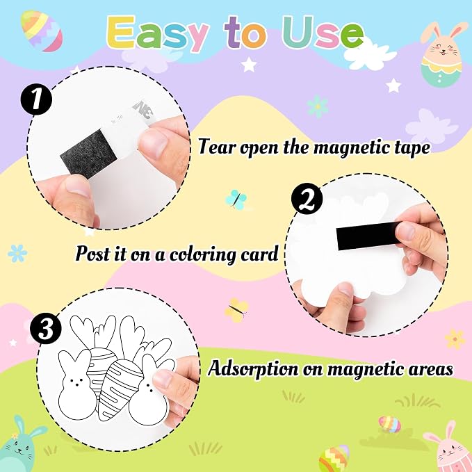 X1zuue 30Pcs Easter Ghost Color Your Own Magnets Art Craft Kits for Kids | Happy Easter Bunny Blank Coloring Magnets for Spring Holiday Party School DIY Activities Fridge Whiteboard Decor Supplies