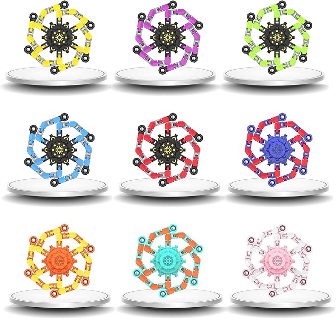 9PCS Transformable Fidget Spinner,Funny Stress Relief Sensory Fidget Toys | Deformable Chain DIY Robot Fingertip Gyros Toy Halloween Party Favors Stocking Stuffers Prizes for Kids Classroom