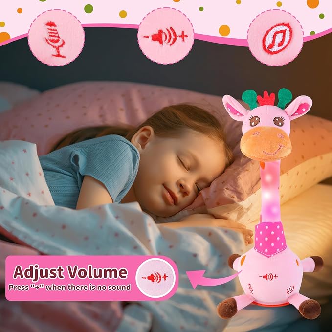 Emoin Dancing Talking Giraffe Toy for Baby Toddler, Dancing Giraffe Toy Singing Mimicking Recording Repeating What You Say with LED English Sing for Boys Girls Gift, 15 Second Recorde | Mimicking Repeating What You Say, LED Flashing Plush Giraffe Gift ...