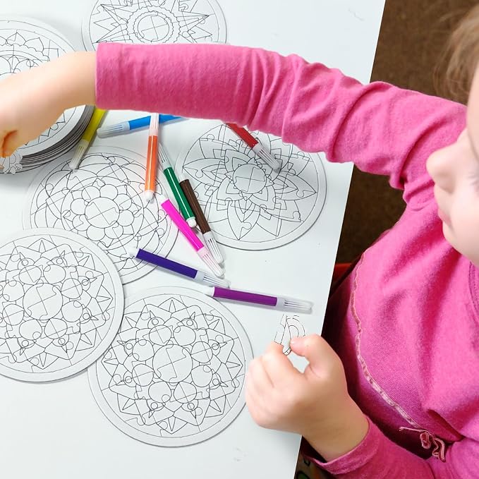 Cinrobiye 24 Pcs Diwali Mandala Coloring Jigsaw Craft Kits, Festival of Lights DIY Puzzle Activities for Classroom, Cultural Events, Holiday Party Favors, Creative Art Supplies