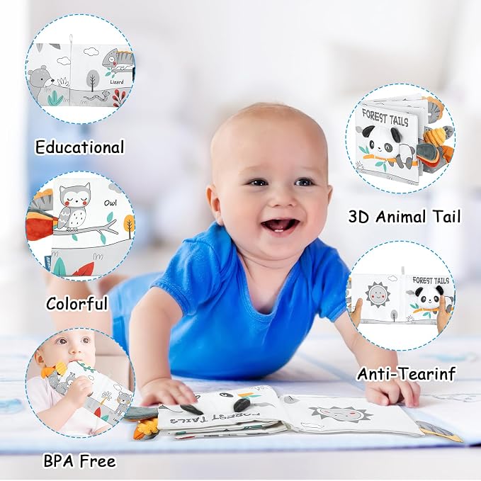 HOTUT Soft Baby Books Toys, 3D Touch and Feel Crinkle Cloth Books, Baby Books Toys for Babies, Toddlers Infant Kids, Soft Baby Books Touch and Feel Crinkle for Infants Toddler Gifts Toy(Panda)