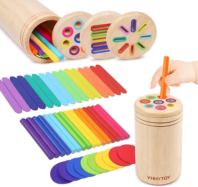 YHHYTOY Montessori Toys for 1 2 3 Year Old, Color Learning Sorting Toys