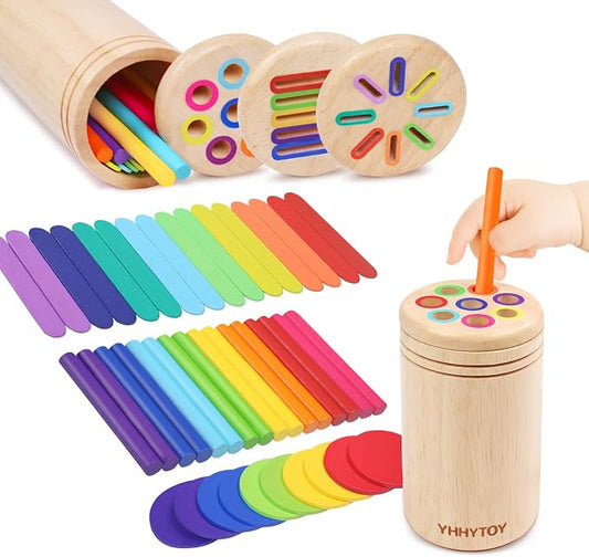 YHHYTOY Montessori Toys for 1 2 3 Year Old, Color Learning Sorting Toys