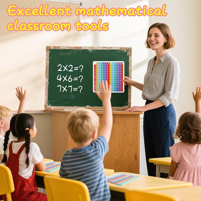 e4 Pop Multiplication Table Game Learning Toy Educational Math Game with Marker, Rainbow Colors Math Multiplication pop 12x12 boardmultiplication Flash Cards 3rd Grade Addition Stress Toy