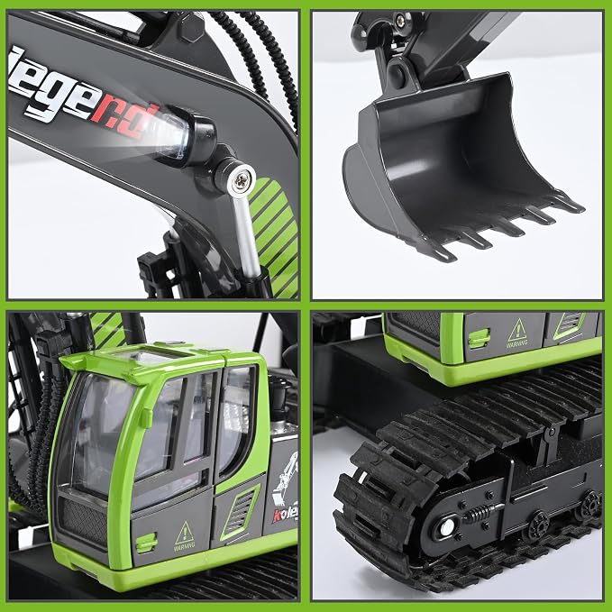 Remote Control Excavator Toy 16 Inch, 11 Channel RC Construction Vehicles Hydraulic Haulers Digger Toys Gift for 6 7 8 9 10 Years Old Kids Boys