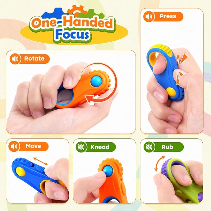 LESONG Fidget Toys Finger Fidget for Kids: 3 Pack 5-in-1 Compact Versatile Sensory Fidgets for Kids, ADHD, Autism - Stress Relief Calming Toys for Classrooms, Travel & Gifts