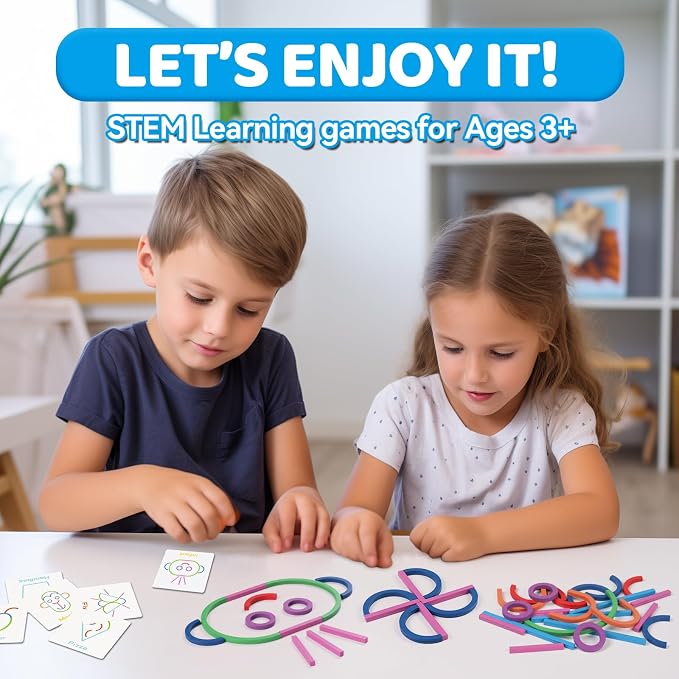 STEM Montessori Puzzle Toy for Kids– Creative Shape Matching & Ring Stacking Set, Hands-On Learning Educational Game for Fine Motor Skills, Preschool Classroom Essentials Ages 3-6