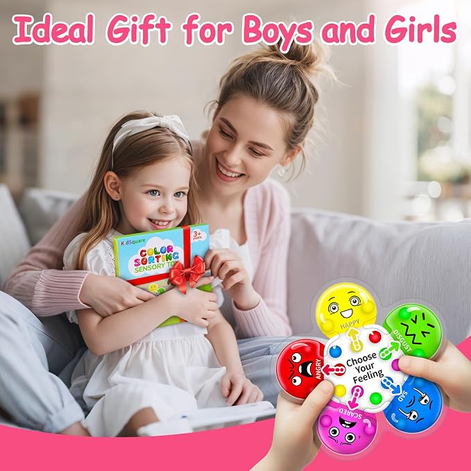Color Sorting Sensory Toys for Kids with Autism, Autistic 5-7 | Travel Gifts for Kids, Social Emotional Learning Activities, Fine Motor Skills, Calming Fidget Toys, Feelings Wheel, Ages 3+